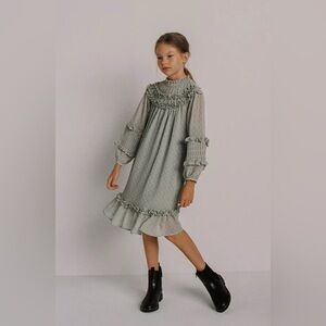 Zara kids girl’s ruffled dotted mesh dress